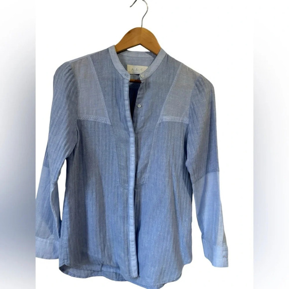 A.L.C Band Collar Button Long Sleeve Blouse Women Size XS - Picture 4 of 9
